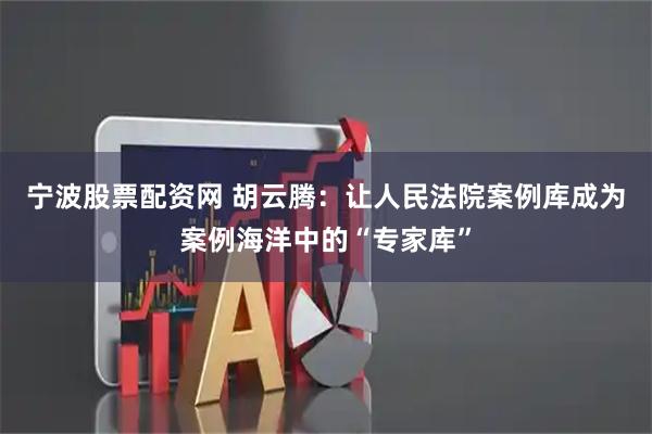 宁波股票配资网 胡云腾：让人民法院案例库成为案例海洋中的“专家库”